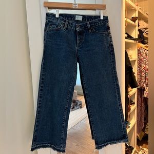 Simon Miller low rise, wide leg cropped jeans.